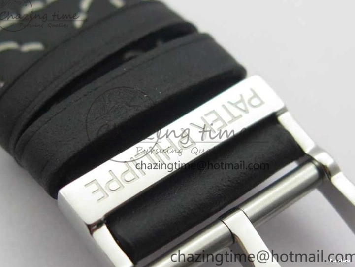 MIROTIME 0402 Stylish Calatrava 5524 Pilot Travel Time SS GRF Black Dial on Black Leather Strap A324 V 7108